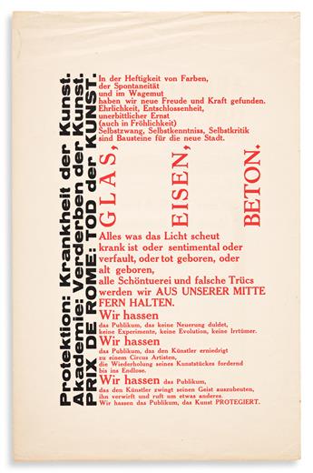 WERKMAN, HENDRIK. [Broadside:] Arbeiter waren die meisten von uns Handwerker zum Bewusstsein erwacht, Intellectuelle zum Handwerk getri